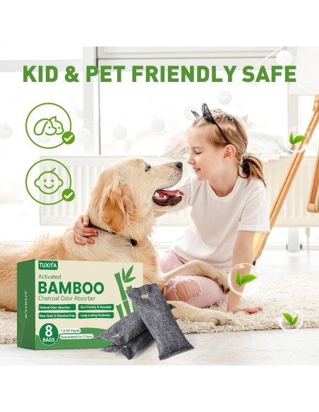 8 Pack Desodorantes de Carbón Activado TUXIYA 50g - Eliminador de Olores