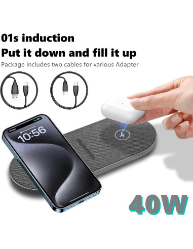 Almohadilla de Carga Inalámbrica Rápida 20W PDKUAI Gris