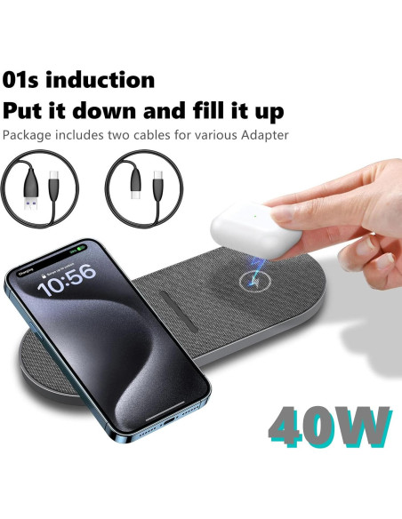 Almohadilla de Carga Inalámbrica Rápida 20W PDKUAI Gris