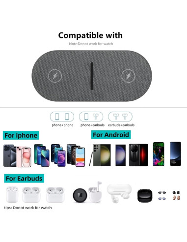 Almohadilla de Carga Inalámbrica Rápida 20W PDKUAI Gris