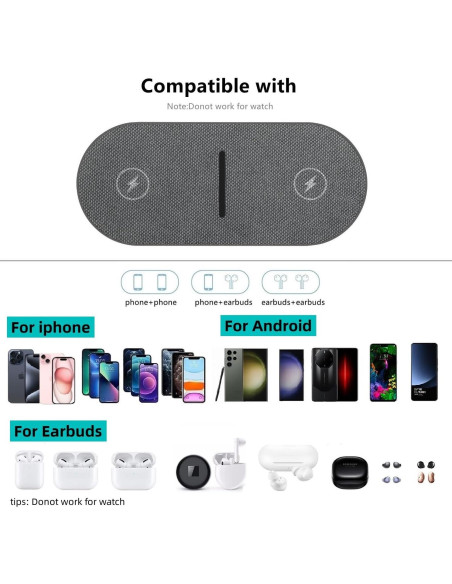 Almohadilla de Carga Inalámbrica Rápida 20W PDKUAI Gris