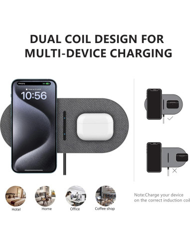 Almohadilla de Carga Inalámbrica Rápida 20W PDKUAI Gris