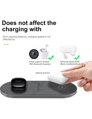 Almohadilla de Carga Inalámbrica Rápida 20W PDKUAI Gris