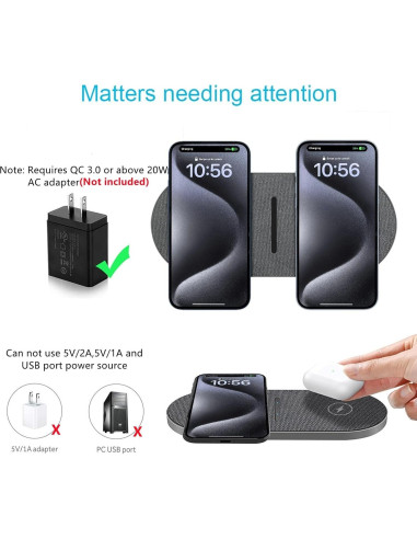 Almohadilla de Carga Inalámbrica Rápida 20W PDKUAI Gris