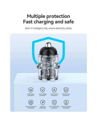 Cargador de Coche USB C Pluggify 48W Carga Rápida PD30W QC18W