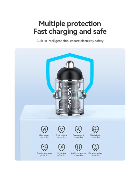 Cargador de Coche USB C Pluggify 48W Carga Rápida PD30W QC18W