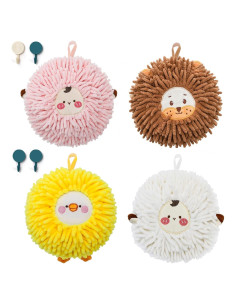 Toallas de Mano Elsjoy 4 Piezas Chenilla Absorbente 17 cm