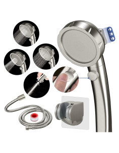 Cabezal de Ducha HANLIAN Alta Presión 3 Modos 150 cm Níquel