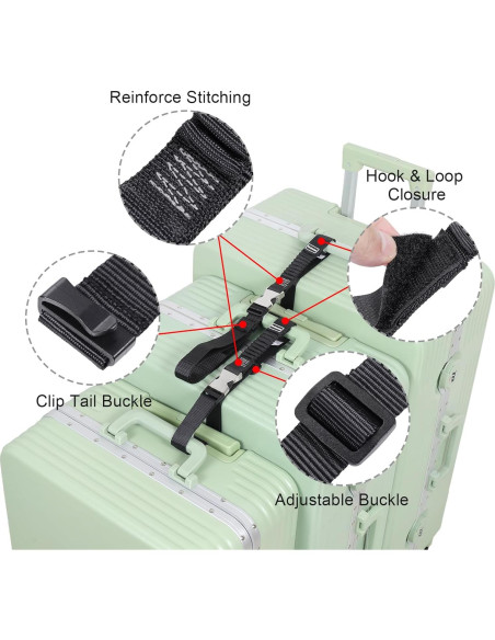Correas de Equipaje Vividwise Ajustables 86.4-111.8 cm Negro