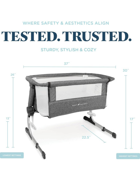 Cuna Lateral Baby Delight Dreamer | Ajuste 6 Alturas | Gris