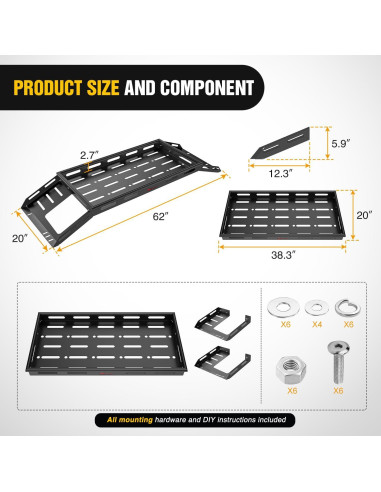 Bandeja de Carga Interior Nilight para Wrangler JK JL 2007-2025