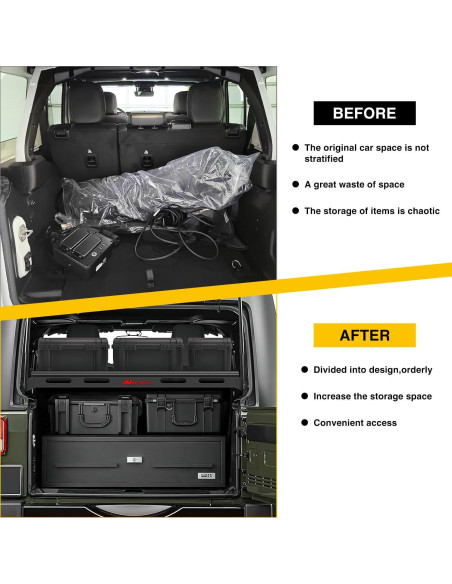 Bandeja de Carga Interior Nilight para Wrangler JK JL 2007-2025
