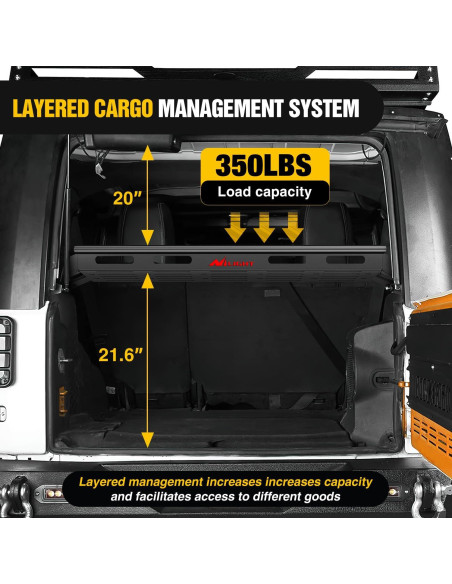 Bandeja de Carga Interior Nilight para Wrangler JK JL 2007-2025