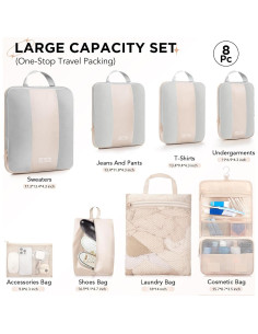 Set de 8 Cubos de Compresión OlarHike para Viaje - Beige 2