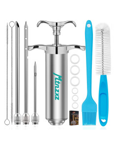 Jeringa para Marinada MTNZXZ con 3 Agujas y Cepillos de Silicona