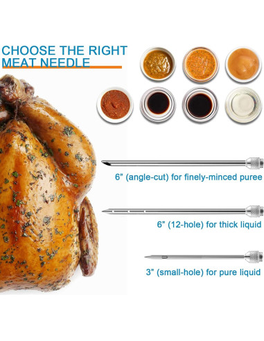 Jeringa para Marinada MTNZXZ con 3 Agujas y Cepillos de Silicona