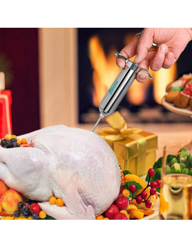 Jeringa para Marinada MTNZXZ con 3 Agujas y Cepillos de Silicona