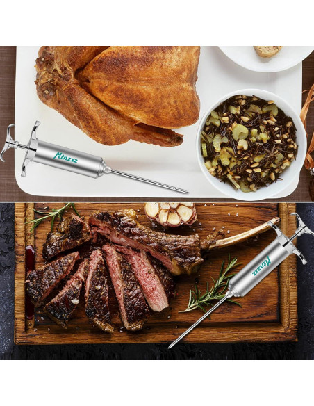 Jeringa para Marinada MTNZXZ con 3 Agujas y Cepillos de Silicona