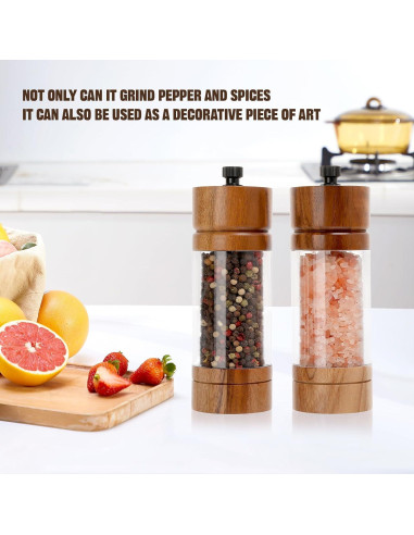 Juego de Molinillos de Sal y Pimienta FUSHUI de Madera 19.8 cm