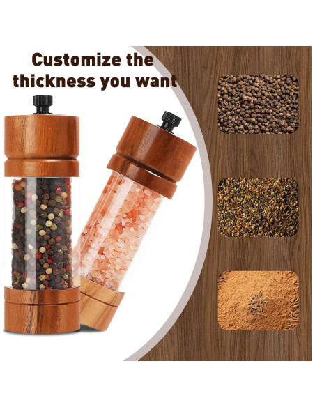 Juego de Molinillos de Sal y Pimienta FUSHUI de Madera 19.8 cm