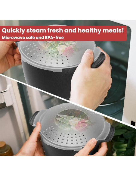Vaporera de Microondas AJXX 2 Litros con Tapa Bloqueable Vaporera de Microondas AJXX 2 Litros con Tapa Bloqueable