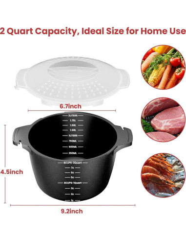 Vaporera de Microondas AJXX 2 Litros con Tapa Bloqueable