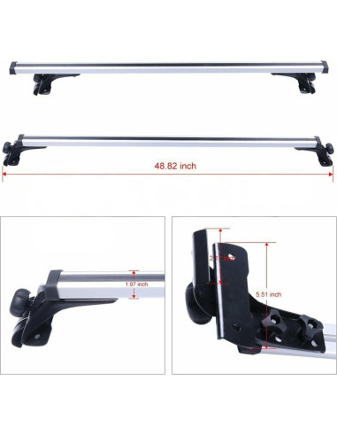 Barra Transversal de Techo LABLT 120cm Aluminio 330lb Universal