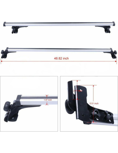 Barra Transversal de Techo LABLT 120cm Aluminio 330lb Universal