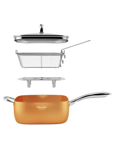 Sartén Cuadrada Profunda Antiadherente FeLamp 24 cm con Tapa