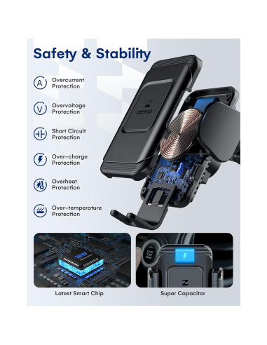 Cargador Inalámbrico para Auto ZeeHoo 15W con Soporte Ajustable