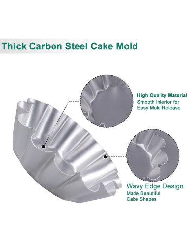 8 Moldes Mini de Tartas Antiadherentes Velicber 12 cm Aluminio
