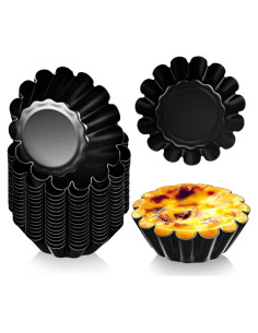 Moldes para Tartas de Huevo LemonRoad 16 Pcs Acero al Carbono 6.6 cm