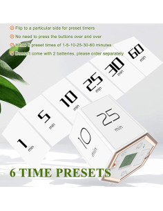 Temporizador Digital Hexagonal Hanlverk, Alarma Silenciosa, Blanco 2