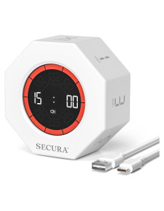 Temporizador Pomodoro Secura Blanco, 7 Preajustes, Visual