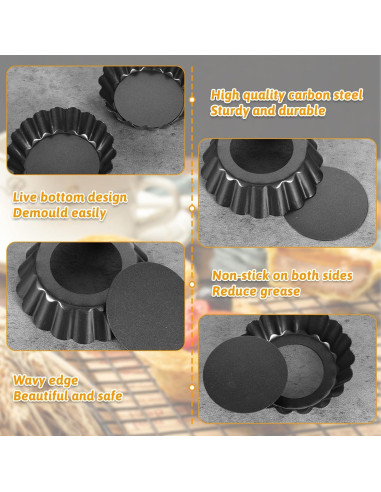 16 Moldes de Tartas Mini HOFURME Antiadherentes 8cm