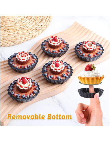 16 Moldes de Tartas Mini HOFURME Antiadherentes 8cm