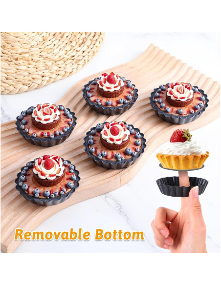 16 Moldes de Tartas Mini HOFURME Antiadherentes 8cm