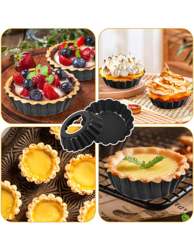 16 Moldes de Tartas Mini HOFURME Antiadherentes 8cm