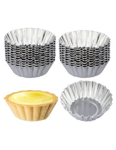 Moldes para Tartas de Huevo ISKYBOB 20 Piezas Aluminio 6.1cm