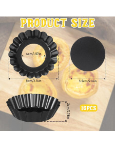 16 Moldes Redondos Antiadherentes SynHHergyx para Tartas 8cm 2