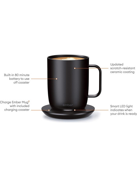 Taza Inteligente Ember Control de Temperatura 414 ml Negra - App y Sueño Automático