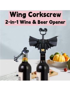 Abrebotellas 2-en-1 LVSENLIN Murciélago Metal Negro 2