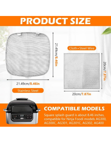Escudo de Salpicaduras Acero Inoxidable NinjaFoodi 21.49cm