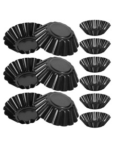 12 Moldes para Tartas de Huevo Hemoton Acero al Carbono 7.5cm
