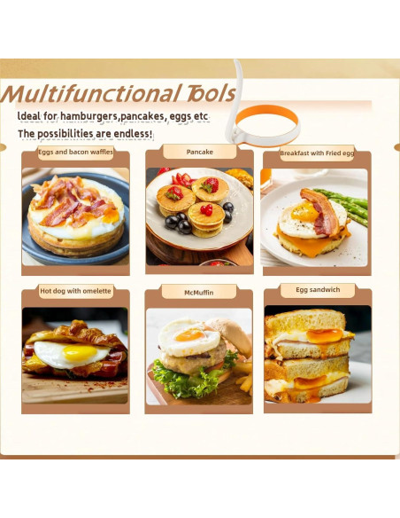 Juego de 4 Anillos de Silicona para Cocinar Huevos GAGAQI Juego de 4 Anillos de Silicona para Cocinar Huevos GAGAQI