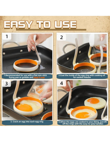 Juego de 4 Anillos de Silicona para Cocinar Huevos GAGAQI