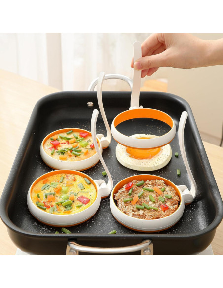 Juego de 4 Anillos de Silicona para Cocinar Huevos GAGAQI Juego de 4 Anillos de Silicona para Cocinar Huevos GAGAQI