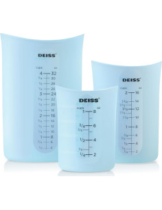 Conjunto de Tazas Medidoras de Silicona Deiss PRO 3 Pzas + Pelador 2