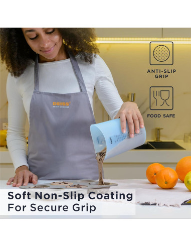 Conjunto de Tazas Medidoras de Silicona Deiss PRO 3 Pzas + Pelador