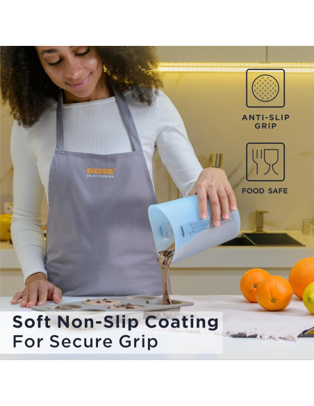 Conjunto de Tazas Medidoras de Silicona Deiss PRO 3 Pzas + Pelador